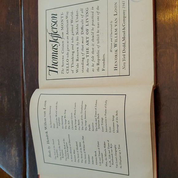 Vtg 1943, Thomad Jefferson, Hendrik Willem Van Loon Cloth Book - Picture 5 of 16
